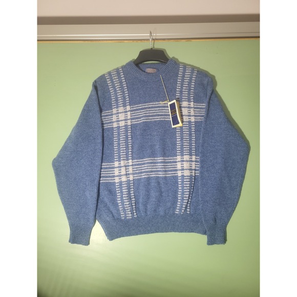 Pendleton Other - Pendleton Mens Blue Shetland Wool Plaid Crewneck Sweater Vintage Made in USA L